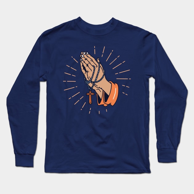 Prayer Hands Long Sleeve T-Shirt by machmigo